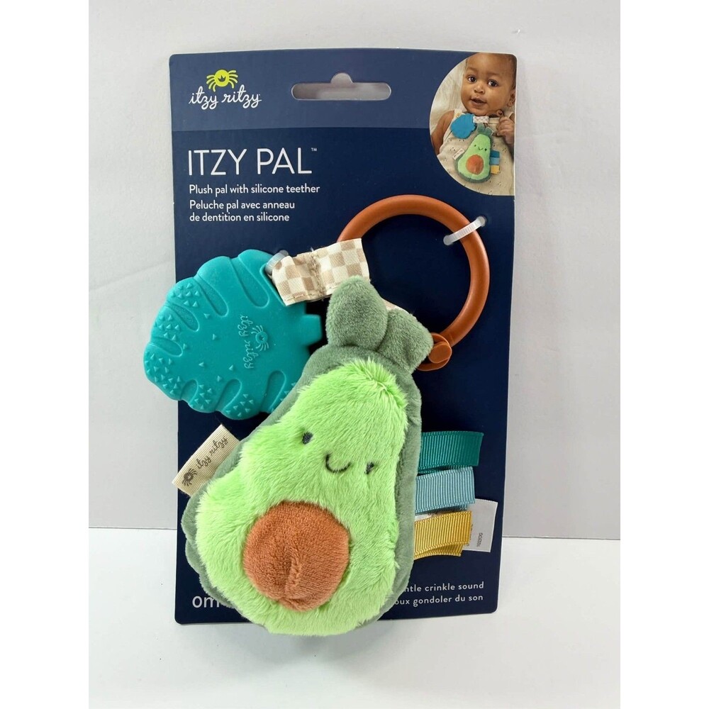 Itzy Ritzy Itzy Pal Annie Avocado Plush Silicone Teether Crinkle Baby Toy